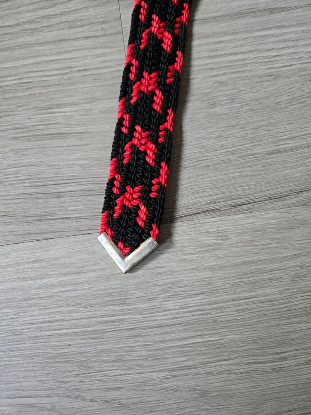 Vintage red & black braided belt